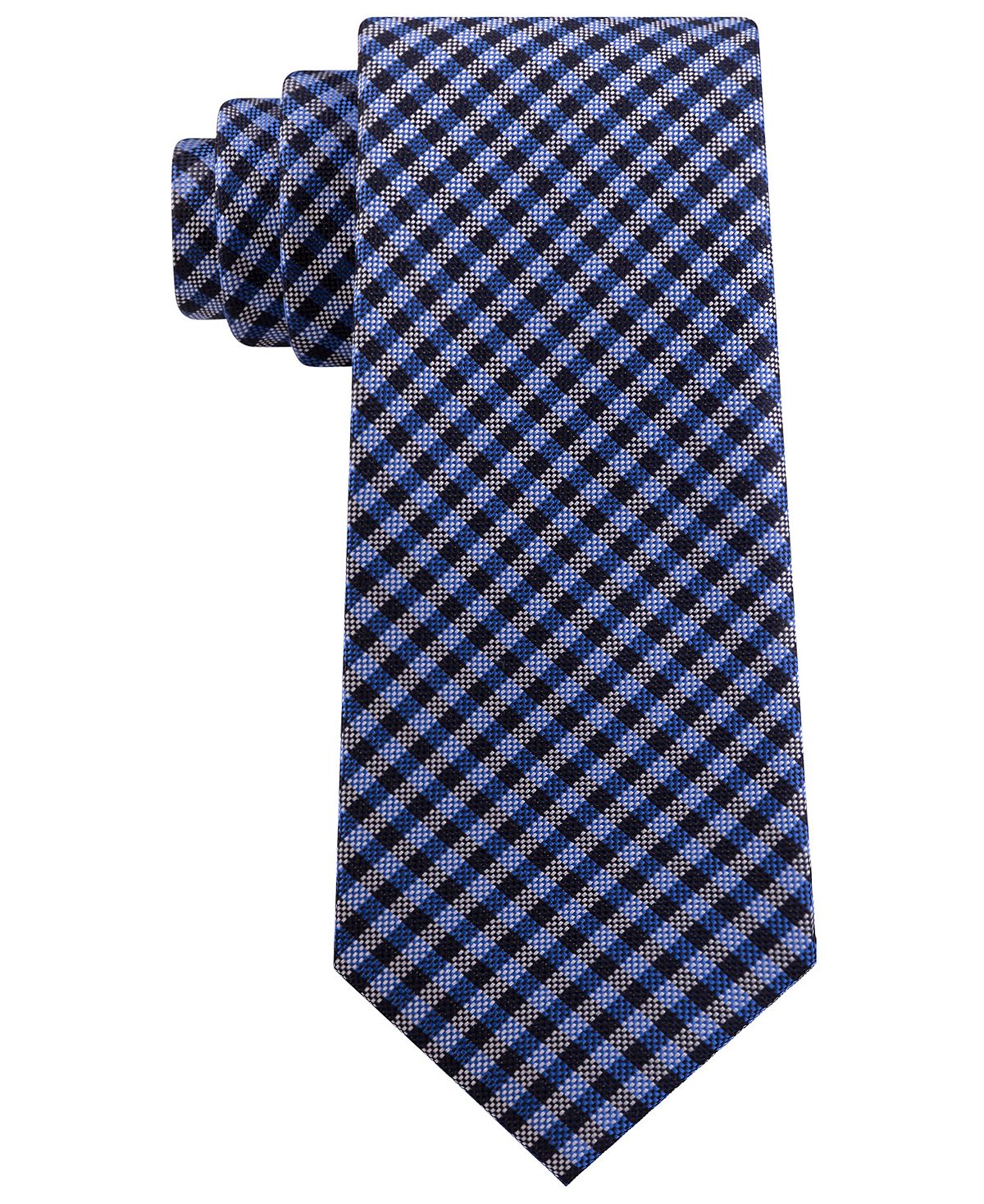 Tommy Hilfiger Classic Textured Plaid Tie Blue