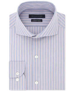 Tommy Hilfiger Classic/regular-fit Non-iron Thflex Stretch Stripe Dress Shirt Cherry thumbnail 1