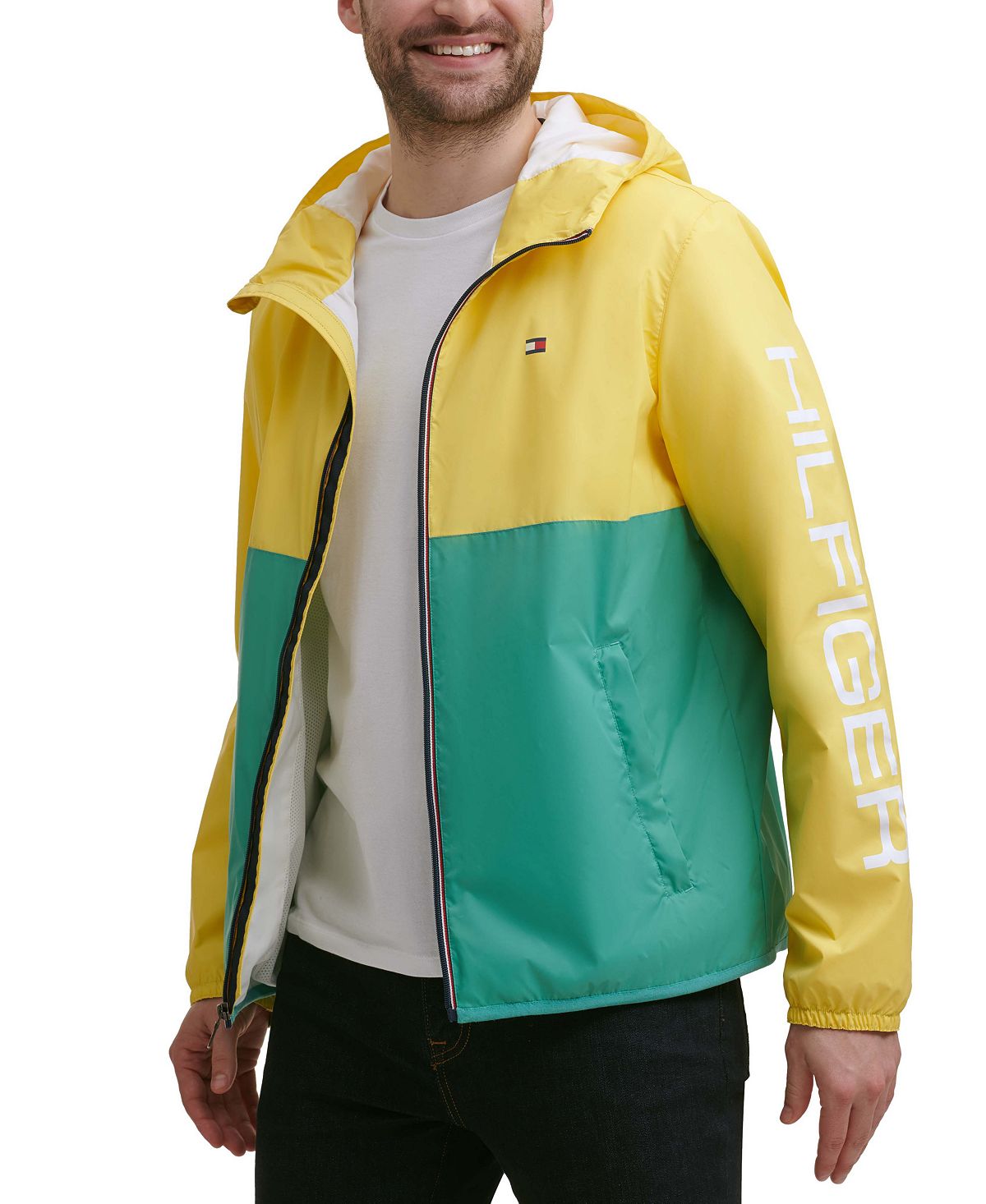 Slicker Color Tommy Hilfiger Colorblocked Logo Rain Slicker Yellow/Green – CheapUndies