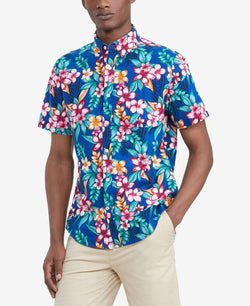 Tommy Hilfiger Custom-fit Hot Tropical-print Textured Shirt Cobalt thumbnail 1