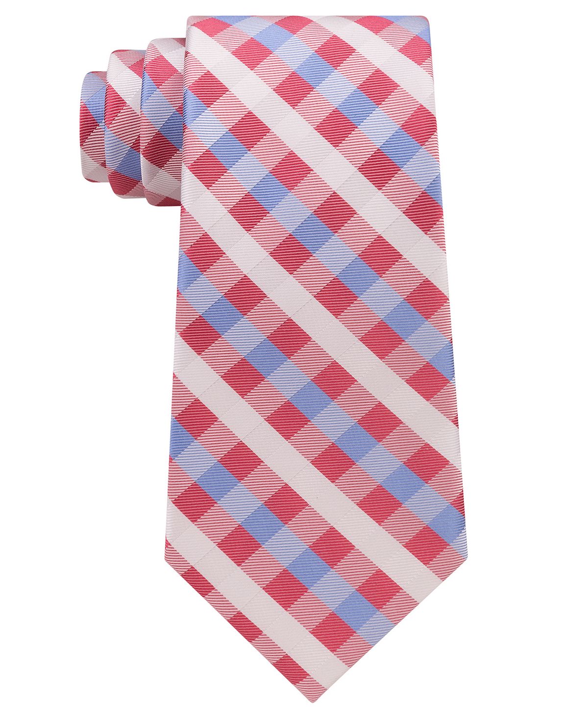 Tommy Hilfiger Derby Small Gingham Silk Tie Coral