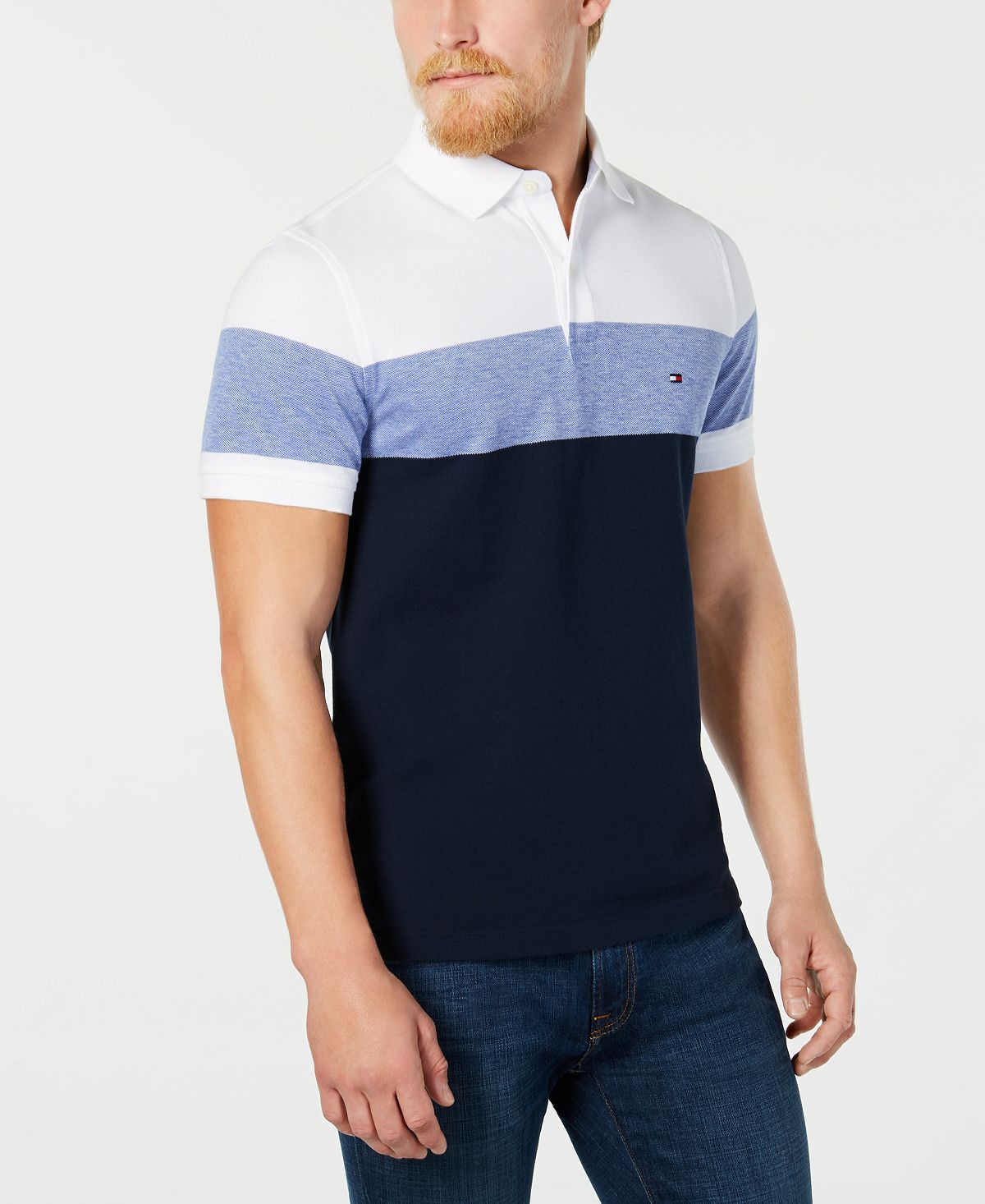 Tommy Hilfiger Dylan Custom Fit Striped Polo Bright White