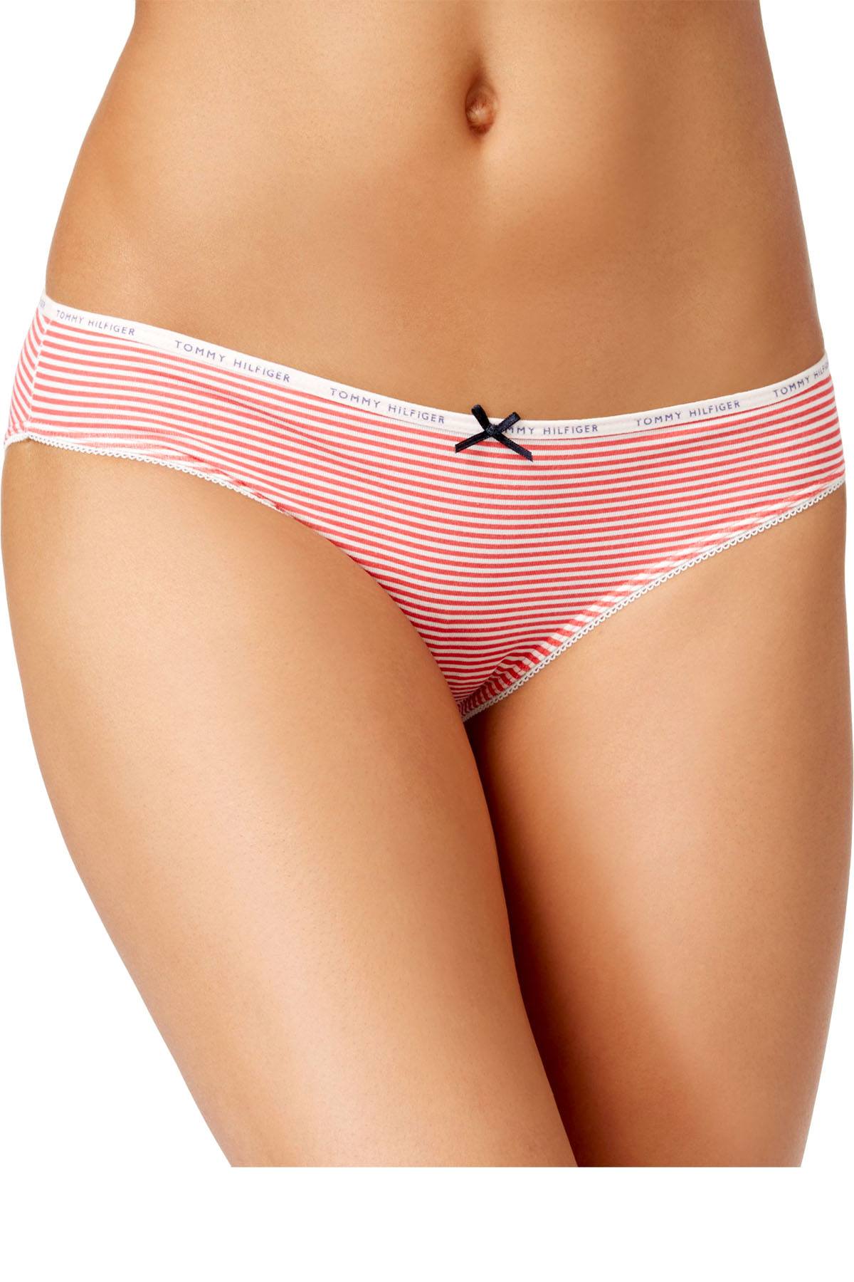 Tommy Hilfiger Egret-Calypso/Coral-Feeder-Stripe Logo Elastic Bikini Brief