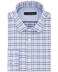 Tommy Hilfiger Fitted Performance Stretch Check Dress Shirt Navy thumbnail 1