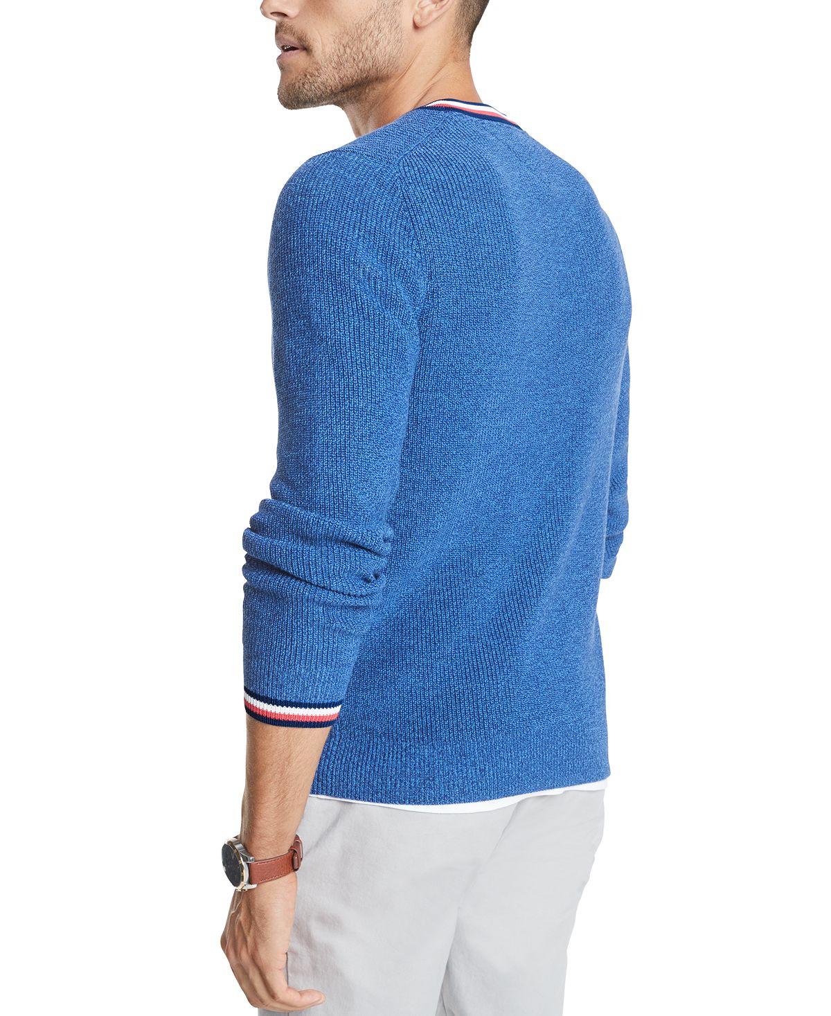 Tommy Hilfiger Geneva Regular-fit Tipped Ribbed-knit Sweater Blue Depths