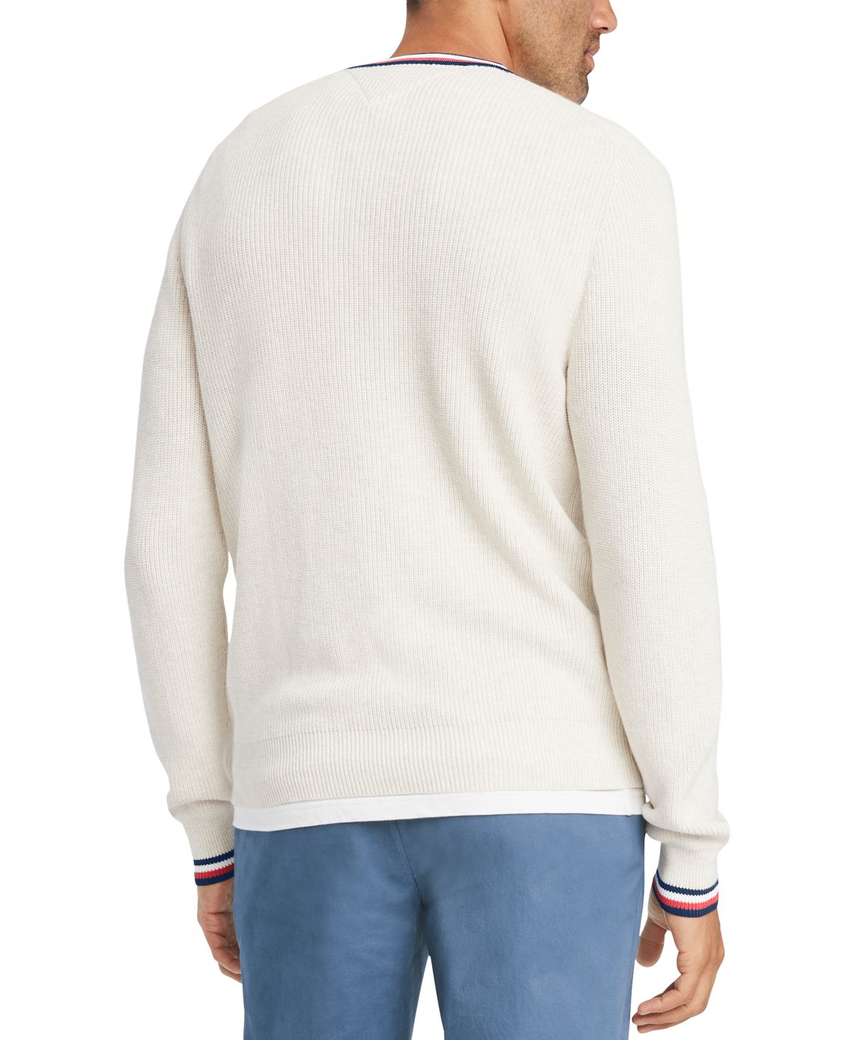 Tommy Hilfiger Geneva Regular-fit Tipped Ribbed-knit Sweater Bright White Heather