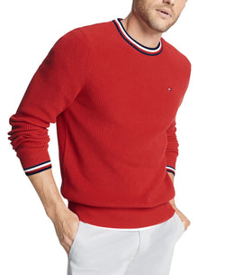 Tommy Hilfiger Geneva Regular-fit Tipped Ribbed-knit Sweater Haute Red thumbnail 1