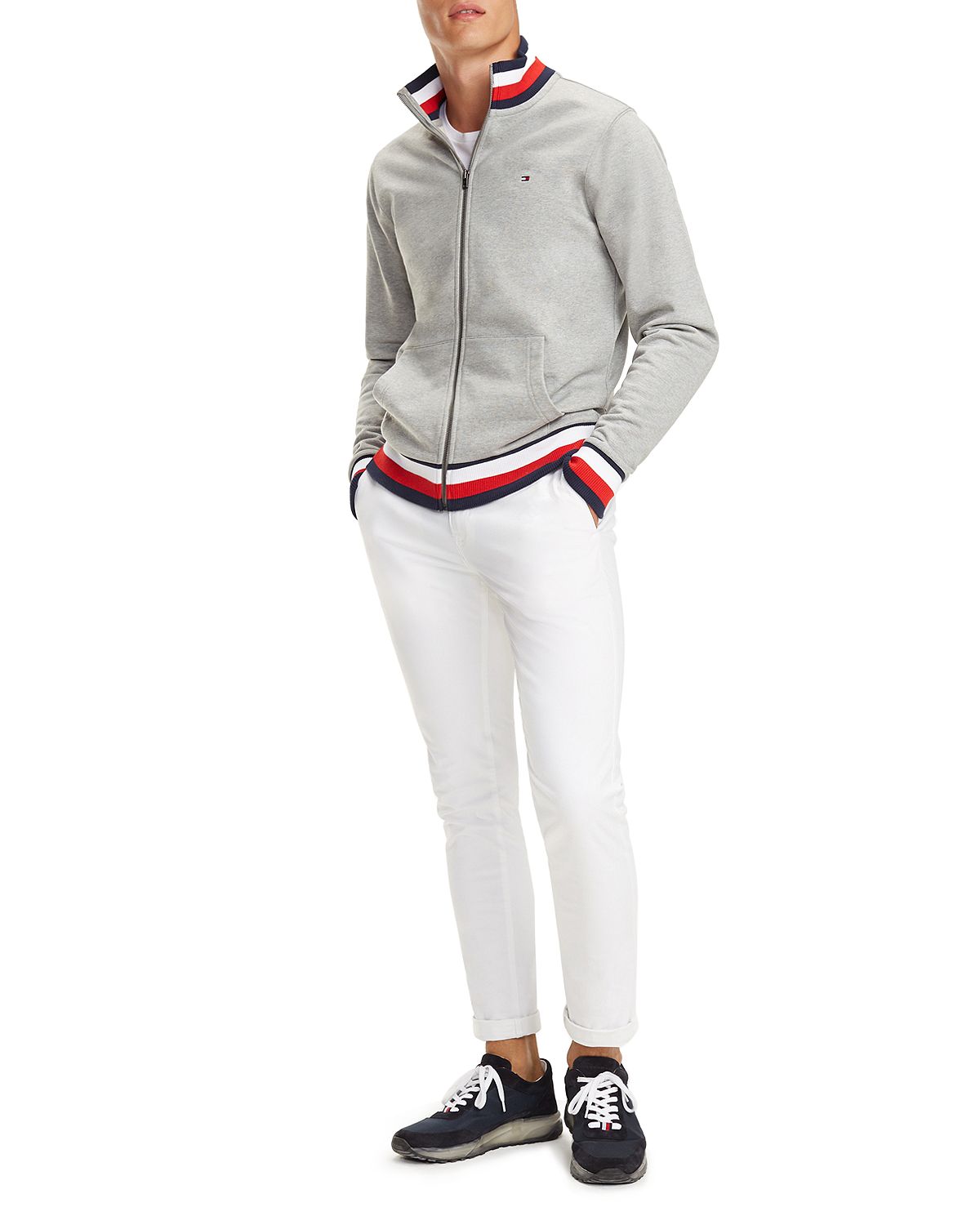 Tommy Hilfiger Global Stripe-trimmed Track Jacket Cloud Heather
