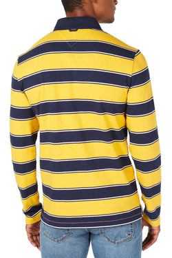 Tommy Hilfiger Golden Rod/Navy Striped Custom Fit Long Sleeve Polo Shirt thumbnail 2