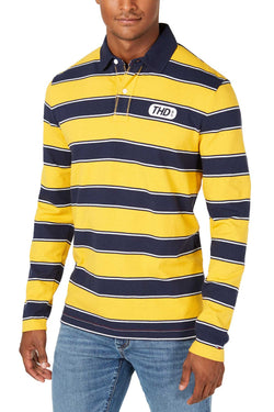 Tommy Hilfiger Golden Rod/Navy Striped Custom Fit Long Sleeve Polo Shirt thumbnail 1