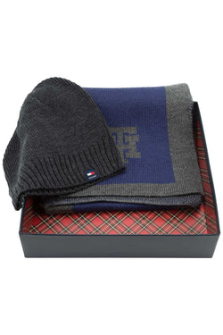 Tommy Hilfiger Grey/Blue Beanie & Scarf Set thumbnail 1