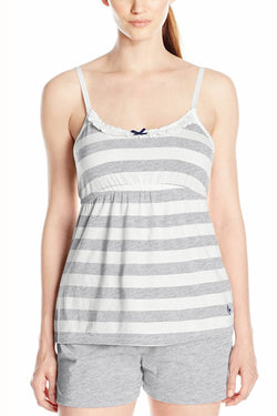 Tommy Hilfiger Heather-Grey/White Stripe Rugby Pajama Camisole Top thumbnail 1