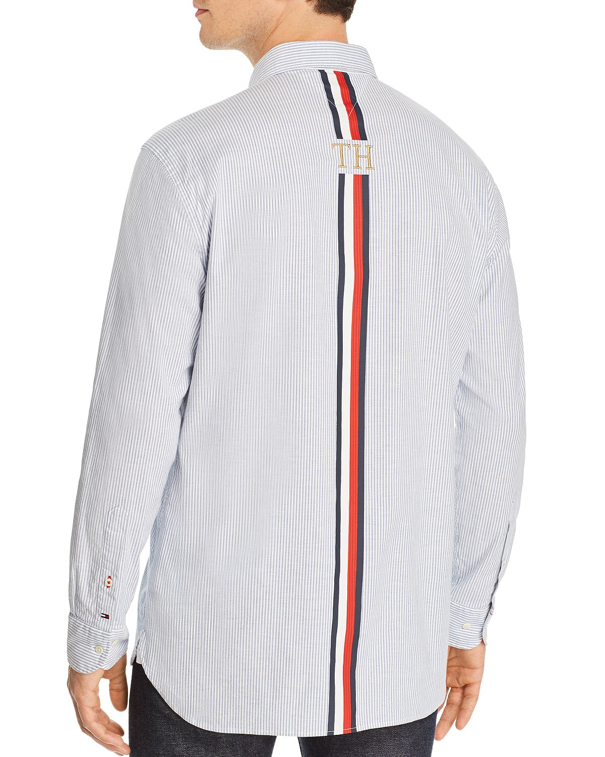 Tommy Hilfiger Icon Logo Stripe-printed Regular Fit Button-down Shirt Shirt Blue