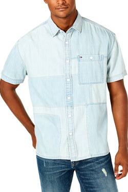 Tommy Hilfiger Light Wash Kearney Patchwork Denim Pocket Shirt thumbnail 1