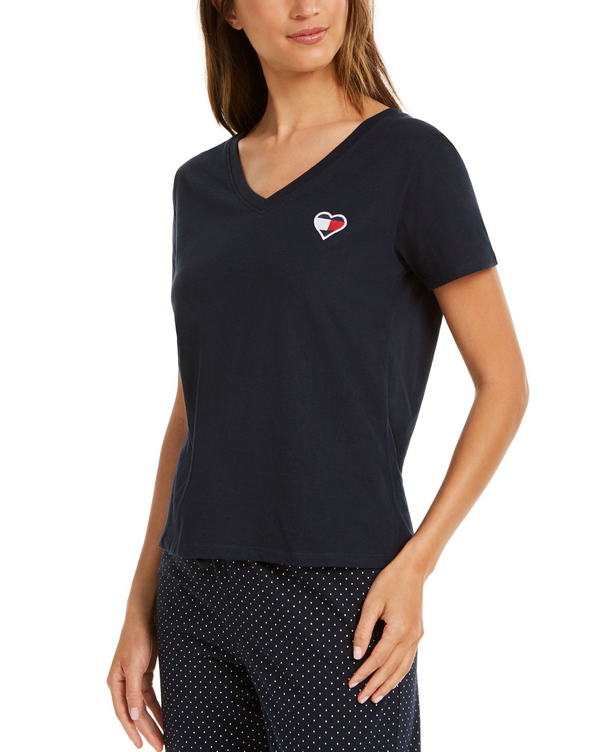 Tommy Hilfiger Logo Heart Flag Pajama T-shirt Navy Blazer