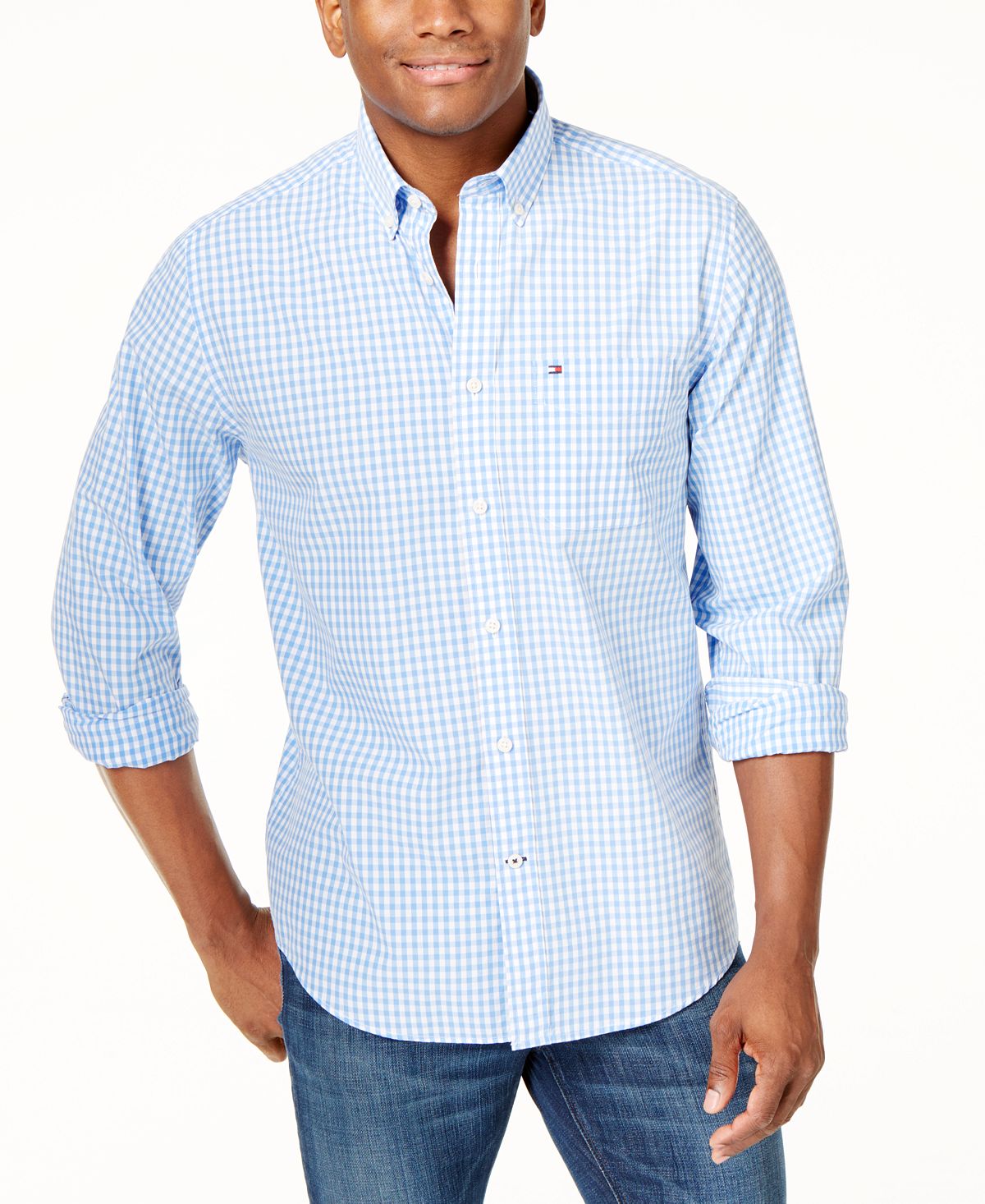 Tommy Hilfiger Long-sleeve Twain Gingham Check Classic Fit Shirt Collection Blue