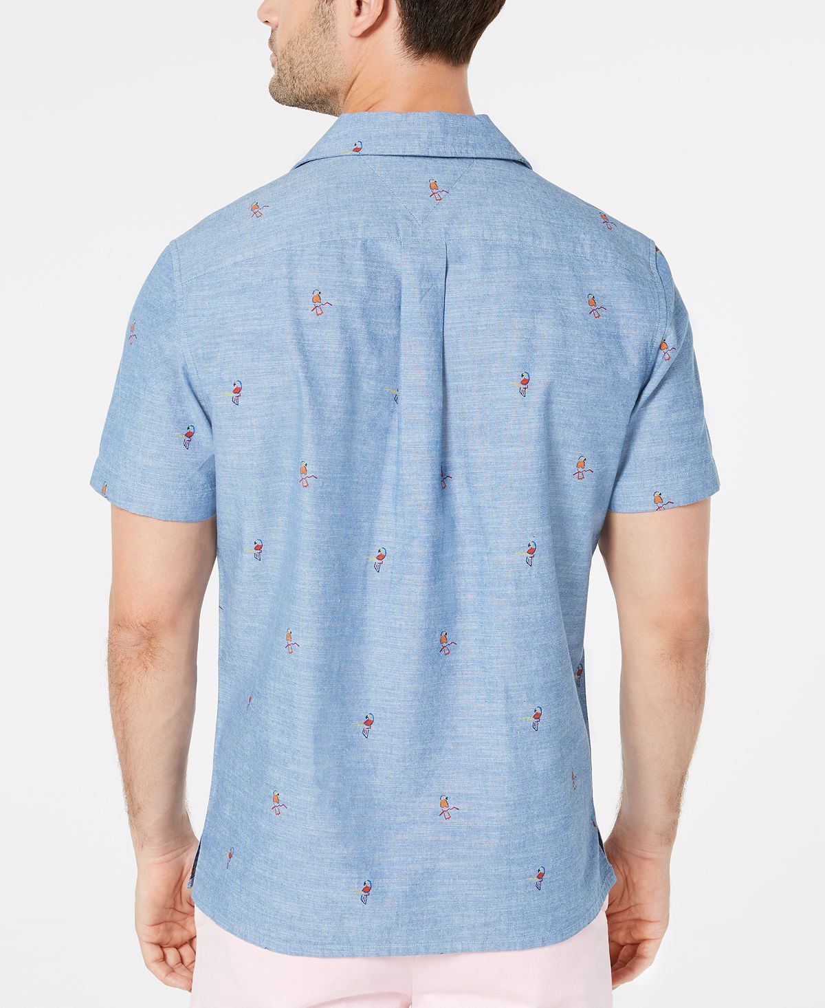Tommy Hilfiger Manu Custom-fit Parrot-print Camp Collar Shirt Light Chambray