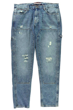 Tommy Hilfiger Medium Blue Wash Distressed Relaxed Tapered Jeans thumbnail 1