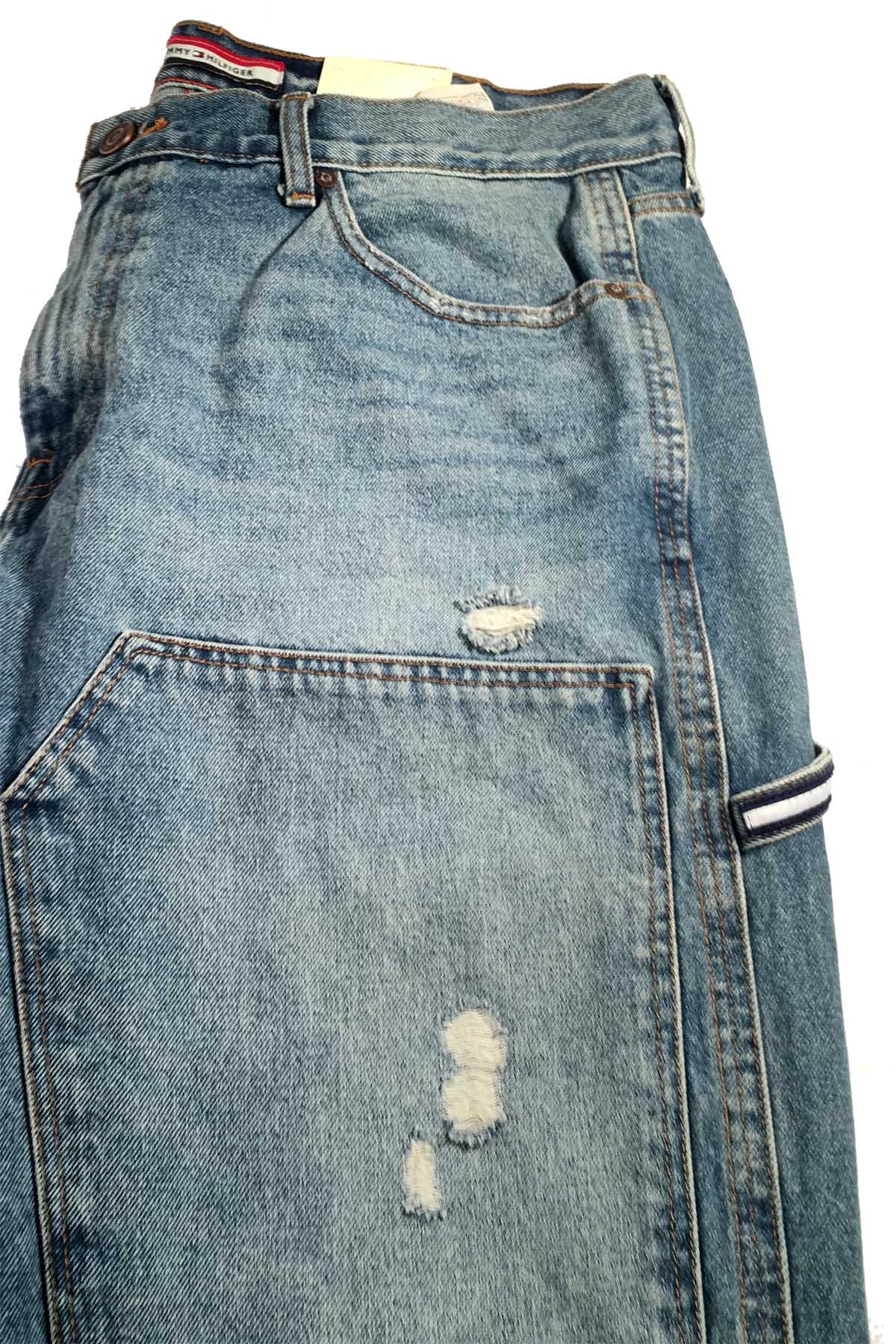 Tommy Hilfiger Medium Blue Wash Distressed Relaxed Tapered Jeans