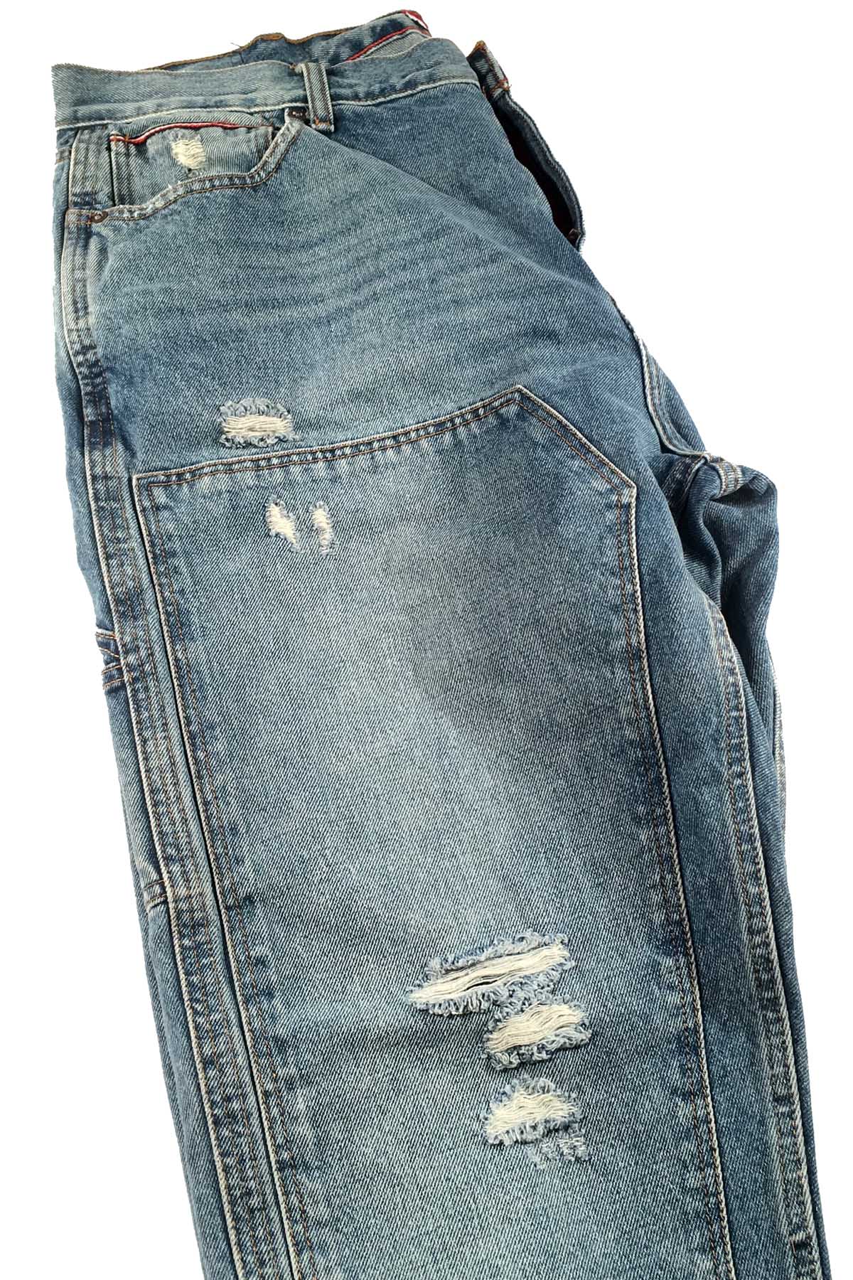 Tommy Hilfiger Medium Blue Wash Distressed Relaxed Tapered Jeans