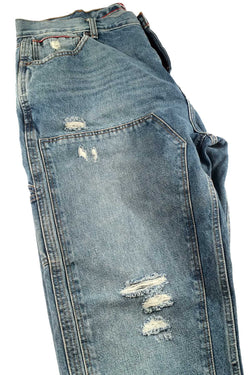 Tommy Hilfiger Medium Blue Wash Distressed Relaxed Tapered Jeans thumbnail 4