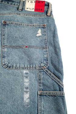 Tommy Hilfiger Medium Blue Wash Distressed Relaxed Tapered Jeans thumbnail 3