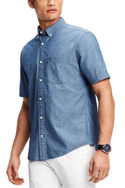 Tommy Hilfiger Medium Indigo Chambray Mini Dot Shirt thumbnail 1