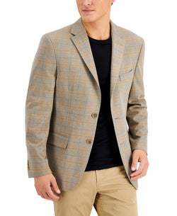 Tommy Hilfiger Modern-fit Oatmeal/gray Windowpane Plaid Blazer Oatmeal Grey thumbnail 1