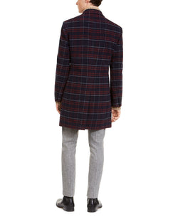 Tommy Hilfiger Modern-fit Performance Stretch Flex Plaid Addison Overcoat Red Blue Plaid thumbnail 2