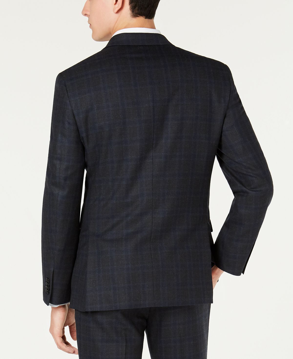 Tommy Hilfiger Modern-fit Thflex Stretch Blue/charcoal Windowpane Plaid Suit Jacket Blue/Charcoal