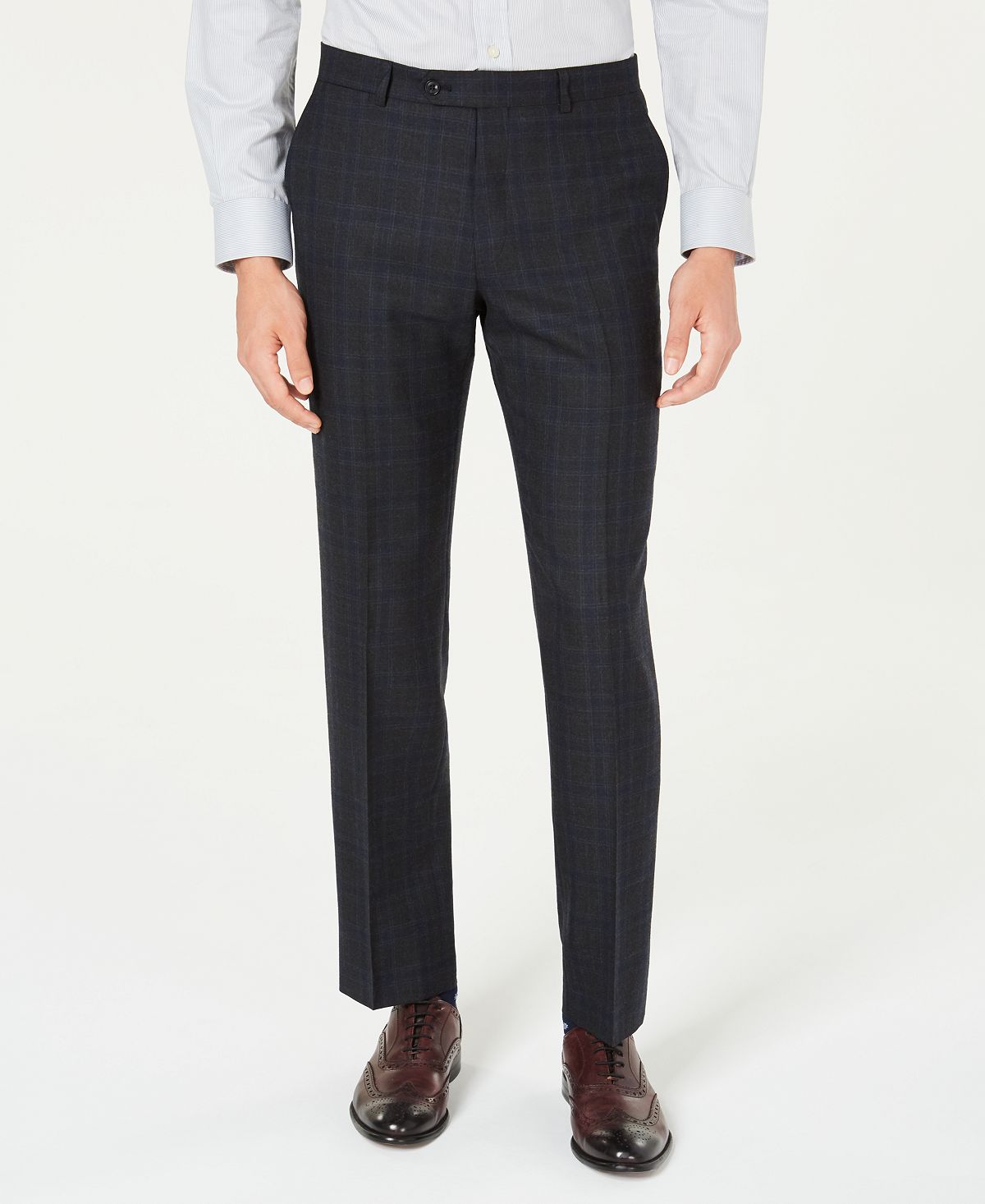 Tommy Hilfiger Modern-fit Thflex Stretch Blue/charcoal Windowpane Plaid Suit Pants Blue/Charcoal