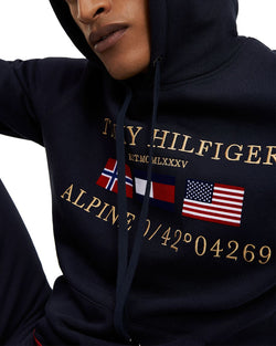 Tommy Hilfiger Multi-flag Graphic Logo Hooded Sweatshirt Desert Sky thumbnail 4
