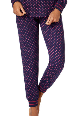 Tommy Hilfiger Navy/Roses Thermal Henley Top And Pant PJ Set thumbnail 3
