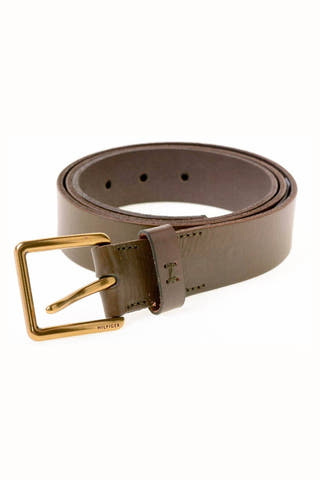 Tommy Hilfiger Olive-Brown Leather Belt