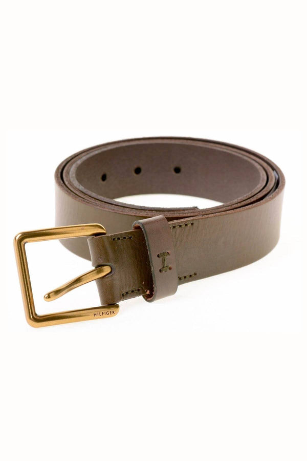 Tommy Hilfiger Olive-Brown Leather Belt