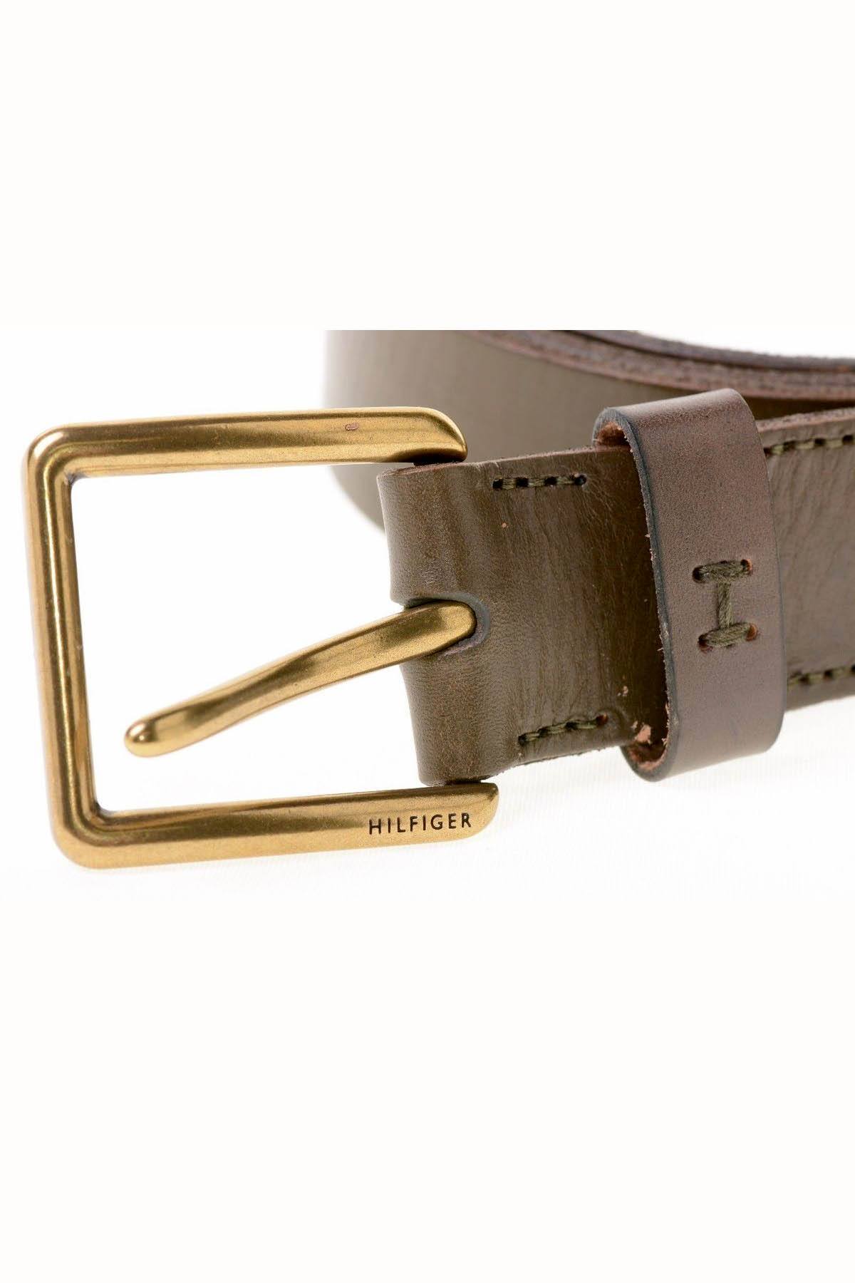 Tommy Hilfiger Olive-Brown Leather Belt