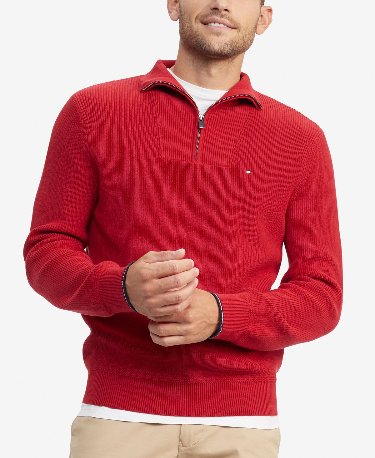 Tommy Hilfiger Peterson Classic-fit Quarter Zip Sweater Chili Pepper Red