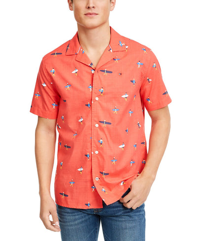 Tommy Hilfiger Reid Custom-fit Tropical-print Camp Collar Shirt Red