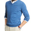 Tommy Hilfiger Signature Regular-fit Solid V-neck Sweater Cobalt / Navy