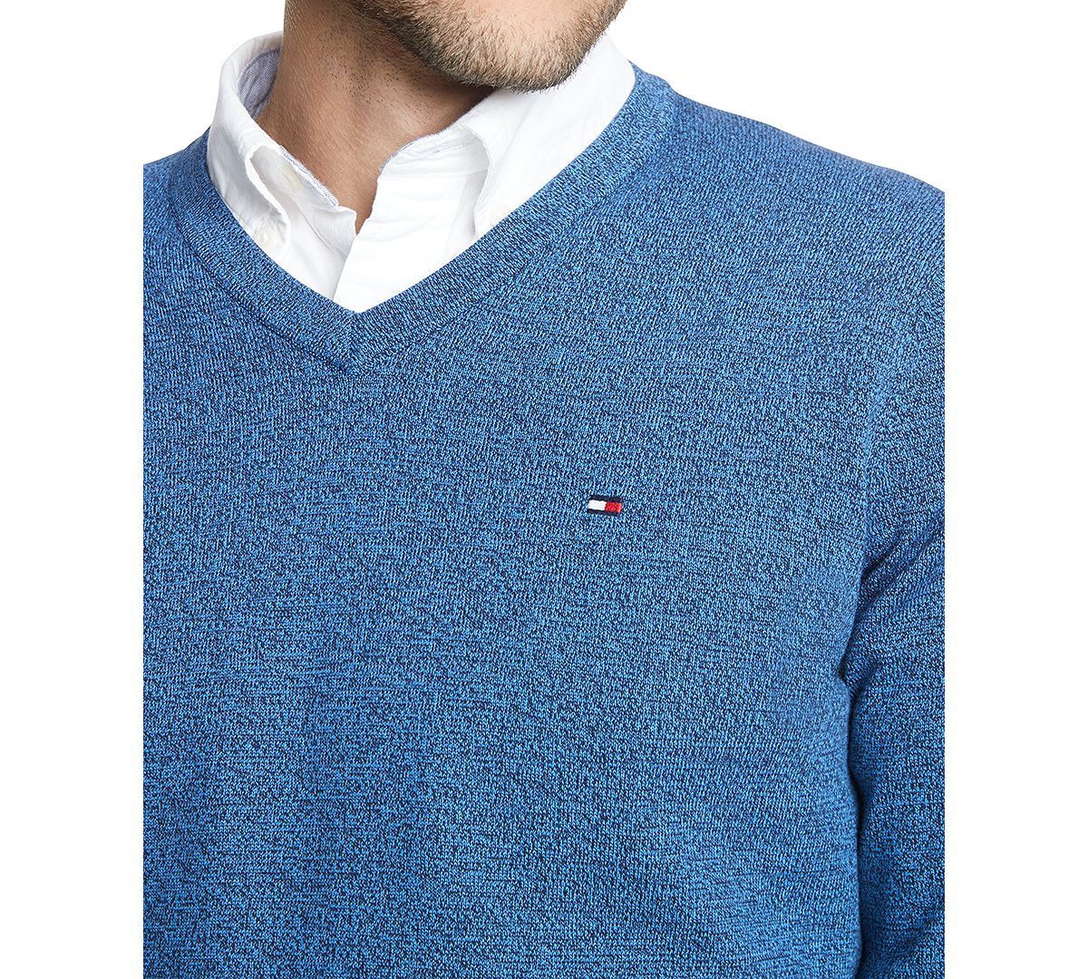 Tommy Hilfiger Signature Regular-fit Solid V-neck Sweater Cobalt / Navy
