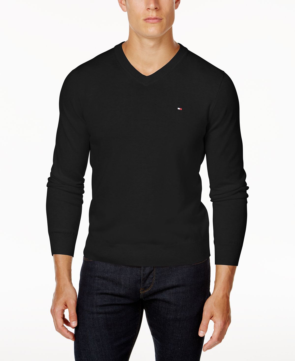 Tommy Hilfiger Signature Solid V-neck Sweater Black