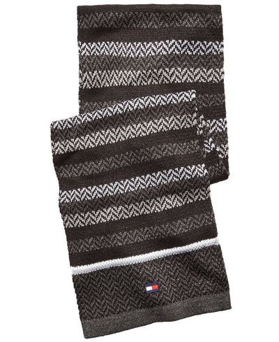 Tommy Hilfiger Ski Patrol Herringbone Striped Scarf Black