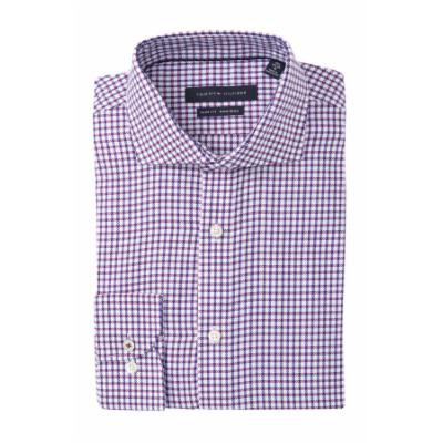 Tommy Hilfiger Slim Fit Plaid Non Iron Dress Shirt Viola