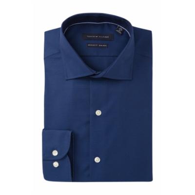Tommy Hilfiger Slim Fit Solid Non Iron Dress Shirt Dark Navy