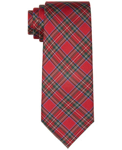 Tommy Hilfiger Slim Royal Stewart Plaid Tie Red thumbnail 1