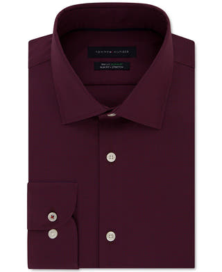 Tommy Hilfiger Slim-fit Non-iron Performance Stretch Check Dress Shirt Cherry