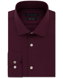 Tommy Hilfiger Slim-fit Non-iron Performance Stretch Check Dress Shirt Cherry thumbnail 1