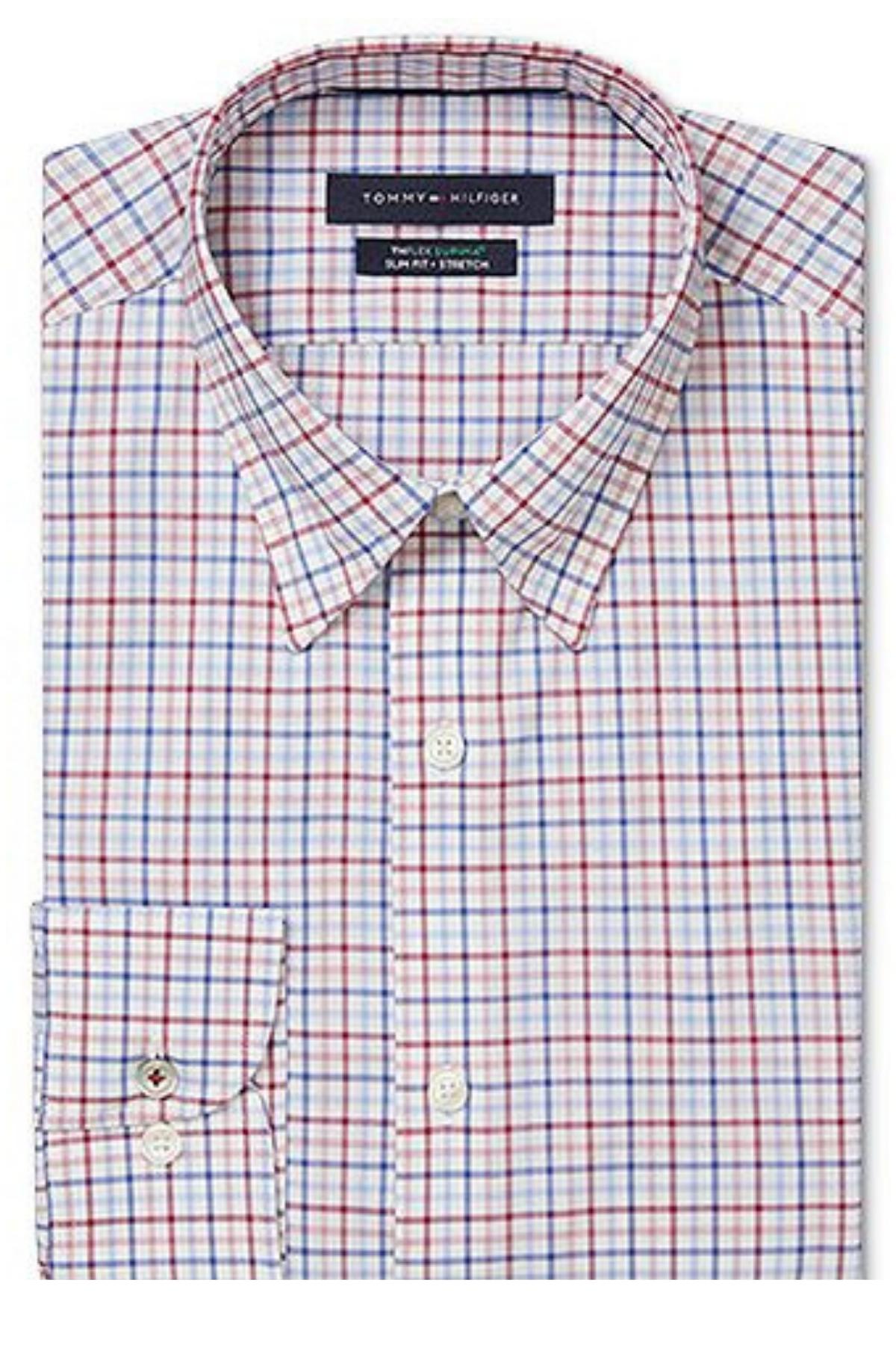 Tommy Hilfiger Slim-fit Non-iron Th Flex Performance Stretch Check Dress Shirt Raspberry