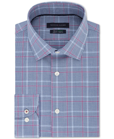 Tommy Hilfiger Slim-fit Performance Stretch Check Dress Shirt English Violet