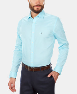 Tommy Hilfiger Slim-fit Stretch Solid Dress Shirt Online Exclusive Turquoise thumbnail 1